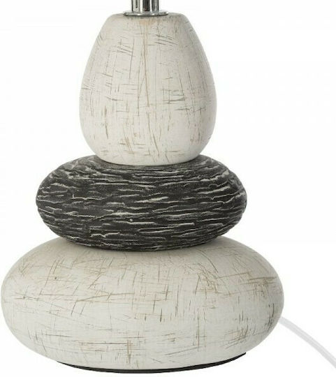 Pakketo PWL-1103 Keramik Vintage Tischlampe für Fassung E27 mit Weiß Schirm und Gray Basis