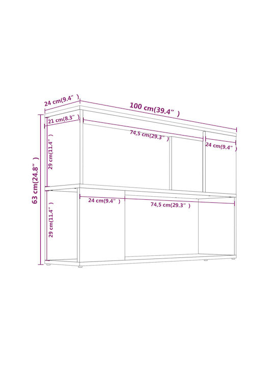 Bibliothek Grau Sonoma 100x24x63cm