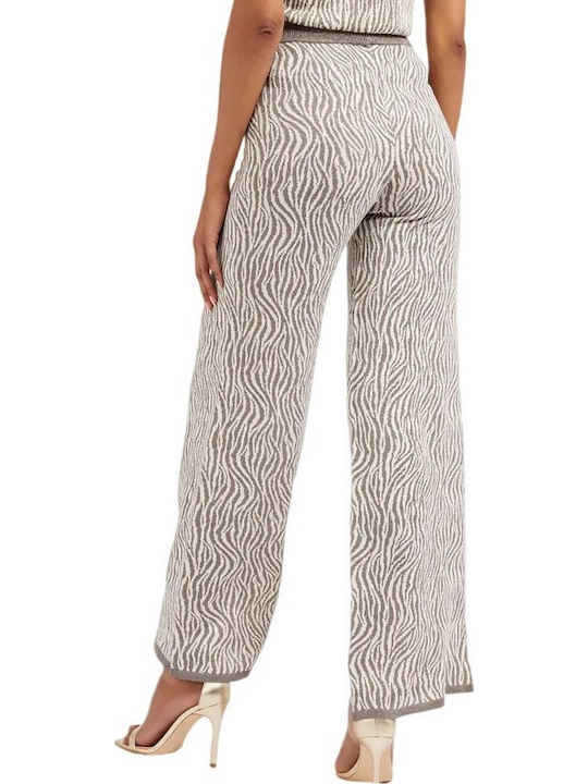 Women's Fabric Trousers in Regular Fit Leopard Gray