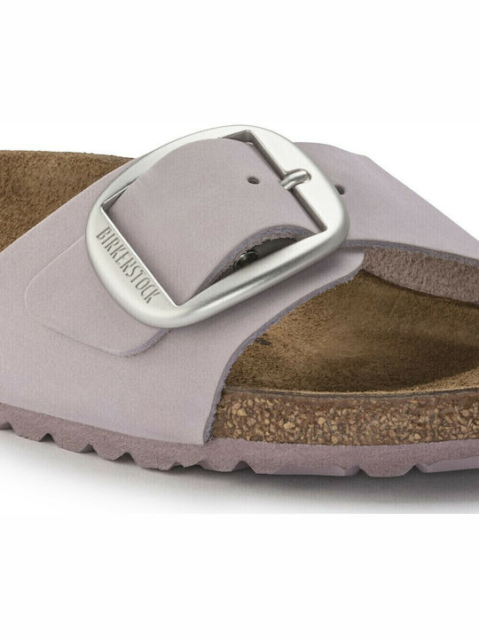 Madrid Leather Women's Flat Sandals Anatomic in Purple Color Narrow Fit