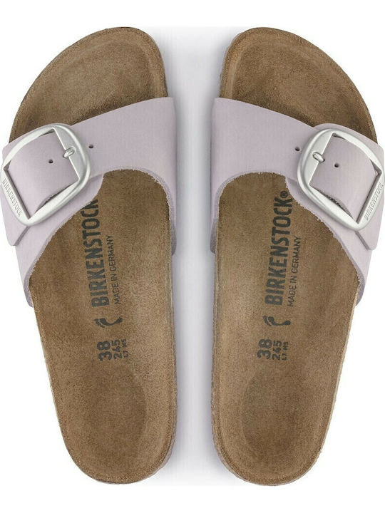 Madrid Leather Women's Flat Sandals Anatomic in Purple Color Narrow Fit