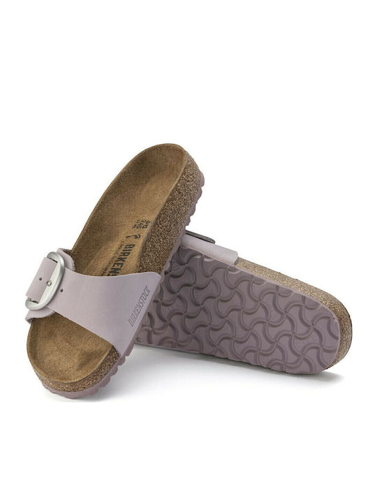 Madrid Leather Women's Flat Sandals Anatomic in Purple Color Narrow Fit