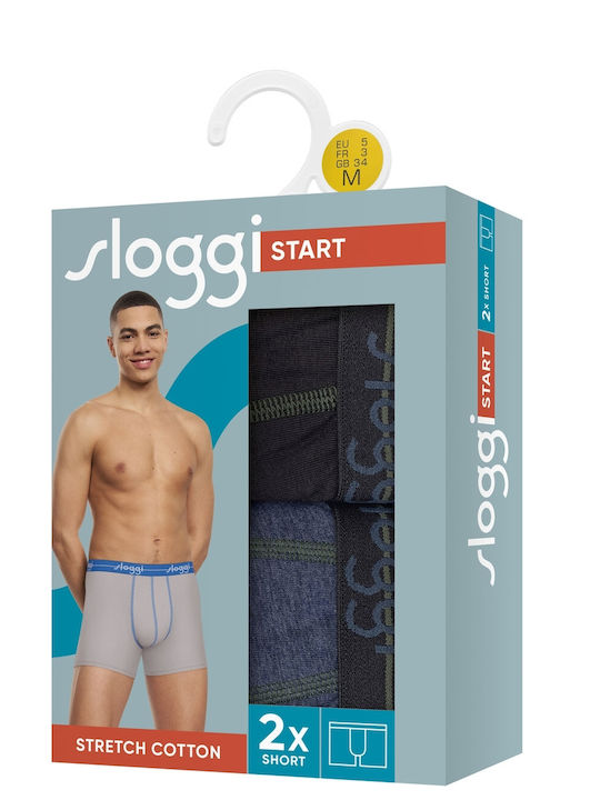 Start Short C2p Ανδρικά Μποξεράκια Navy Blue / Blue Jean 2Pack
