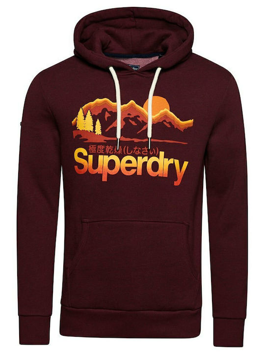 Sweatshirt with Hood Burgundy