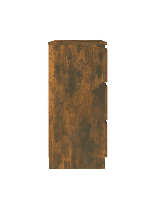 Wooden Chest of Drawers with 3 Drawers Smoked Oak 60x33.5x76cm
