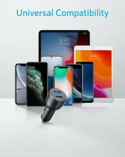 Anker Car Charger 36W Fast Charging with Ports: 2xUSB Black Color