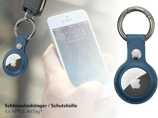 Troika KR21-20 RD Keychain Case Artifcial Leather for AirTag Dark Blue