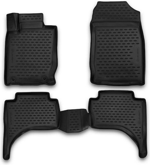 Set of Front and Rear Mats 4pcs Tray Type for Mitsubishi L200 2015-2019 Black