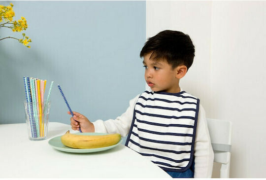 Baby to Love Σαλιάρα Υφασμάτινη με Αυτοκόλλητο Stripes Blue 2τμχ