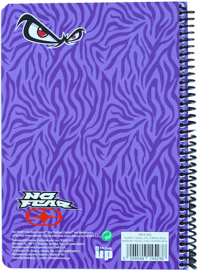 No Fear Spiral Notebook Ruled B5 70 Sheets 2 Subjects 1pcs (Μiscellaneous Designs/Colors)