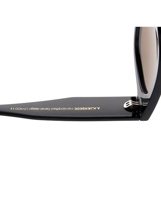 A.Kjaerbede Lilly Sunglasses with Black Acetate Frame and Brown Lenses KL2215-009