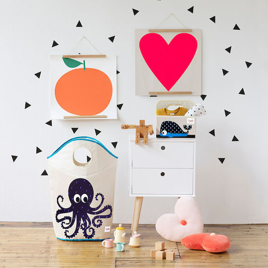 3 Sprouts Παιδικό Καλάθι Απλύτων από Ύφασμα Octopus Navy Μπλε 50x29x57cm