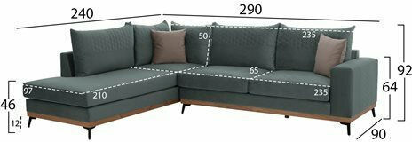 Mesina Corner 290x235x94cm. Turquoise