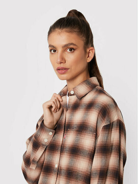 Women's Checked Long Sleeve Shirt Brown