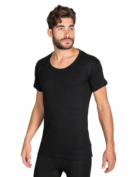 Men's Undershirt Short-sleeved in Black Color