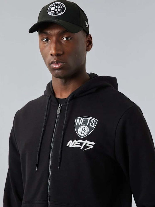 NBA Script Brooklyn Nets Cardigan with Black Hood