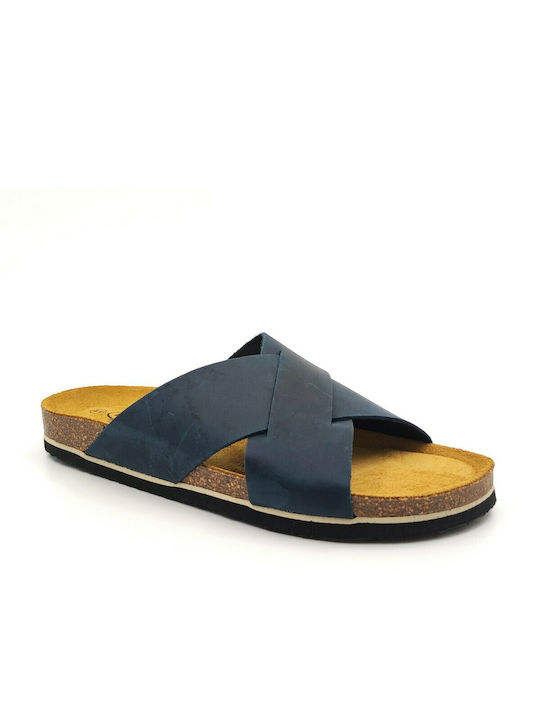 Plakton Leder Herrensandalen in Blau Farbe