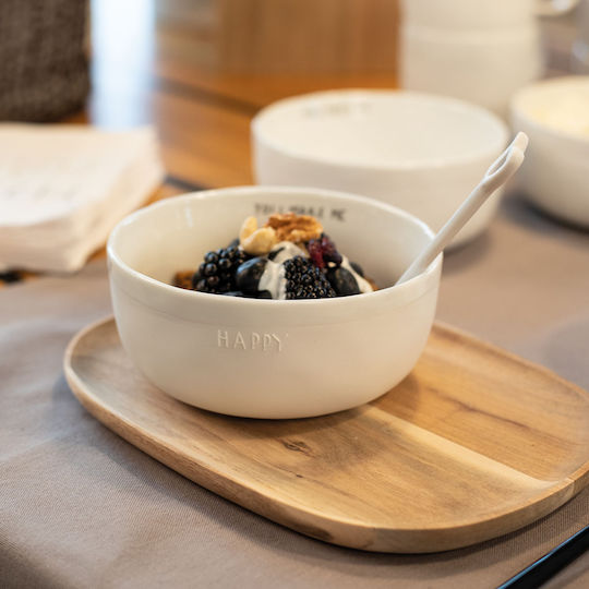Raeder You Make Me Happy Serving Bowl Round made of Porcelain White with Diameter 13.5cm