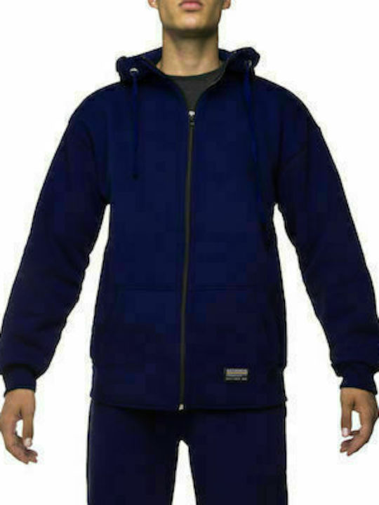 Bodymove Men's Sweatshirt Jacket with Hood and Pockets Navy