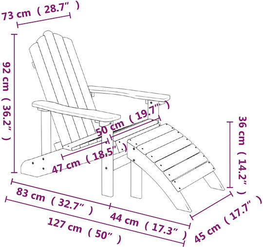 Set Camera De Zi Pentru Spații Exterioare Mici Adirondack 3 Piese Albastru Deschis