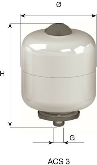 Cimm ACS 3 Vertical Heating Expansion Tank 3lt