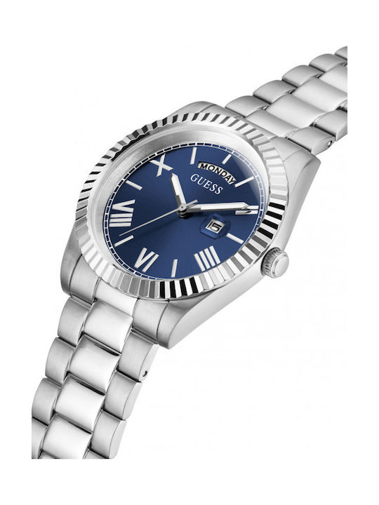 Guess Connoisseur Men's Watch 42mm Battery with Silver Metal Bracelet