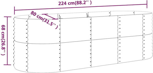 vidaXL Ζαρντινιέρα Μεταλλική Πράσινη 224x80x68εκ.