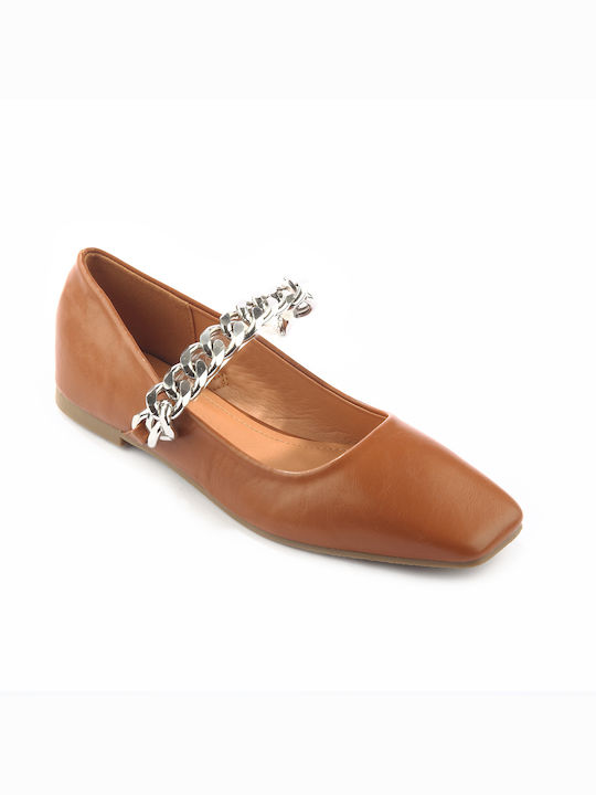 Ballerina with barrette chain - FSHOES - CAMEL