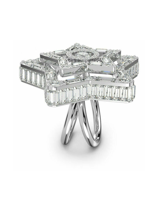 Stella Star cocktail ring, White, Rhodium plating