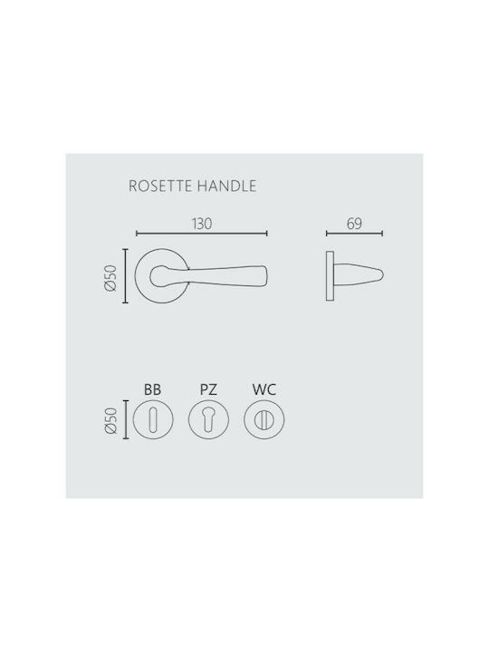 Zogometal Hebel Mittlere Tür mit Rosette 201 201 Paar mit Rosette Nickel