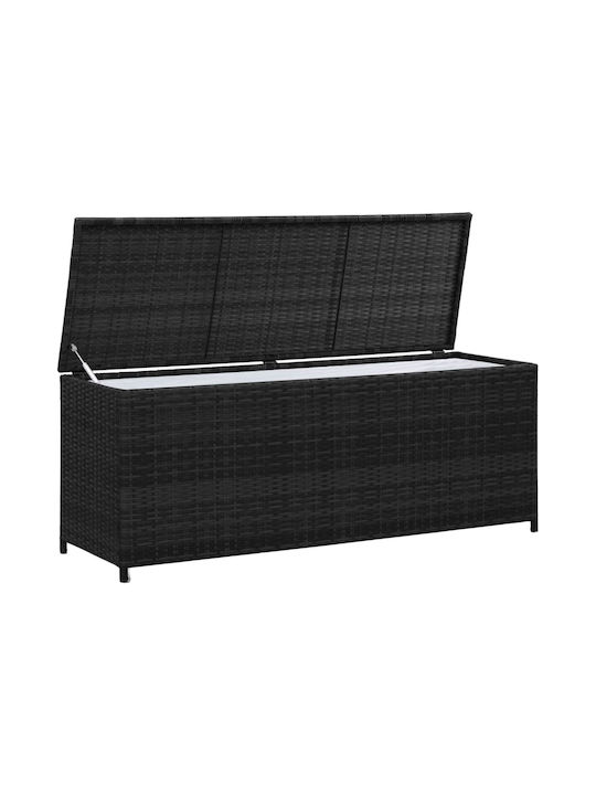 vidaXL Cutie de depozitare pentru exterior Rattan Negru L150xW50xH60buc