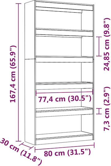 Bibliothek Weiß 80x30x167,4cm