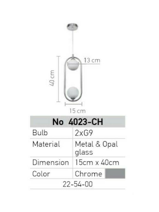 Inlight 4023 Lustră Două lumini pentru soclu G9 Argint 4023-CH