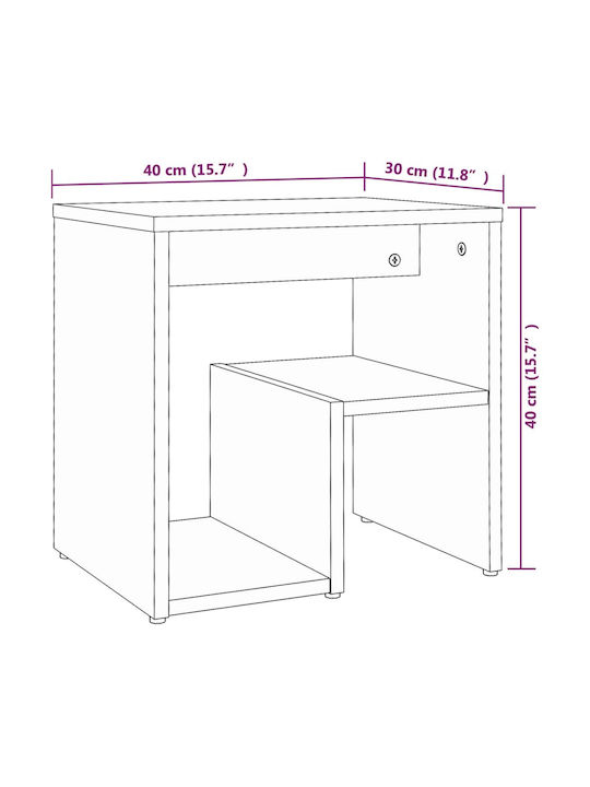 Wooden Bedside Table Gray Sonoma 40x30x40cm