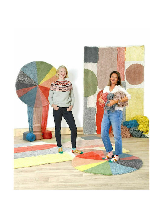 Lorena Canals Pie Chart Handmade Kids Rug Multicolor Round with Diameter 120cm