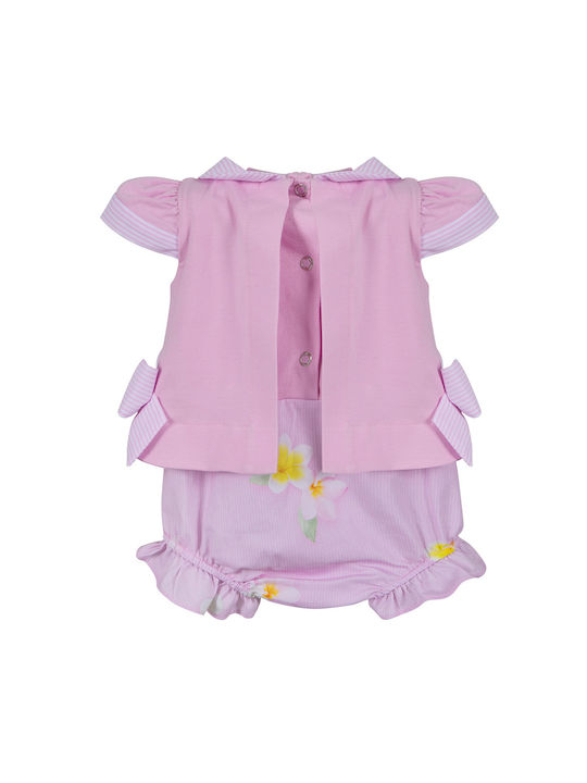 Lapin Baby Bodysuit Set Short-Sleeved with Shorts Pink