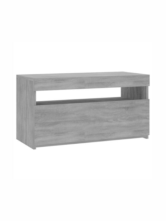 Solid Wood TV Furniture with LED Lighting Gray L75xW35xH40cm