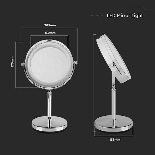 V-TAC Makeup Mirror Tabletop with Light 7x7cm White