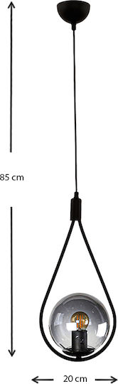 Megapap Shemesh Pendant Light Black Ball with Socket E27 20x20x85cm