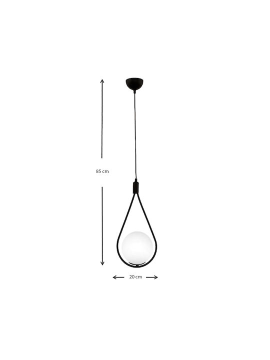 Megapap Shemesh Pendant Light Black Ball with Socket E27 20x20x85cm