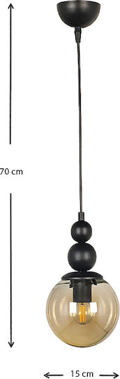 Megapap Latona Висящо Осветително Тяло Черен Топка с Цокъл E27 15x15x70см.