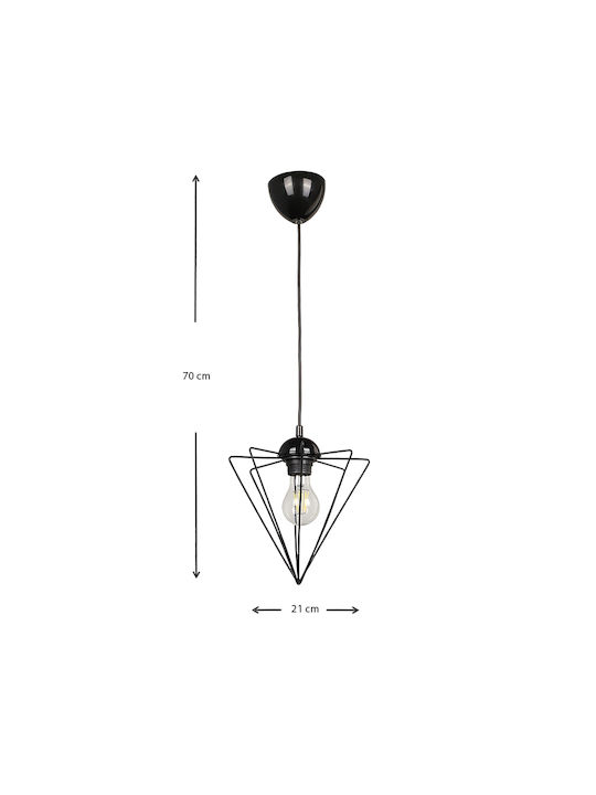 Megapap Stormie Pendant Light Black Grid with Socket E27 21x21x70cm