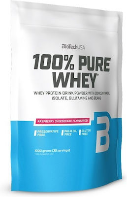 Biotech USA 100% Pure Whey Πρωτεΐνη Ορού Γάλακτος Χωρίς Γλουτένη με Γεύση Raspberry Cheesecake 1kg