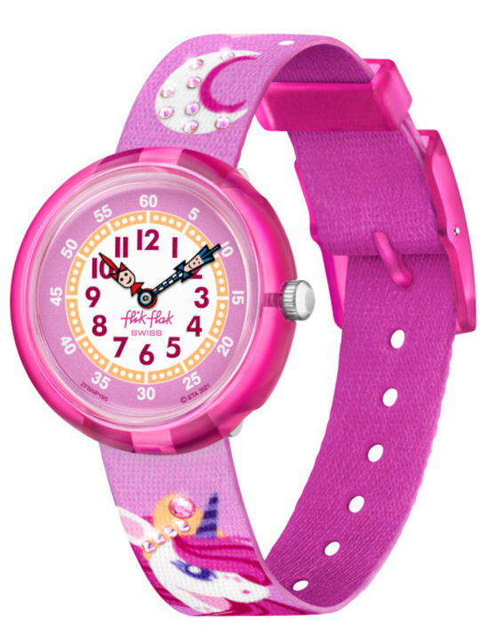 FlikFlak Kids Analog Watch Dreaming Unicorn with Fabric Strap Pink