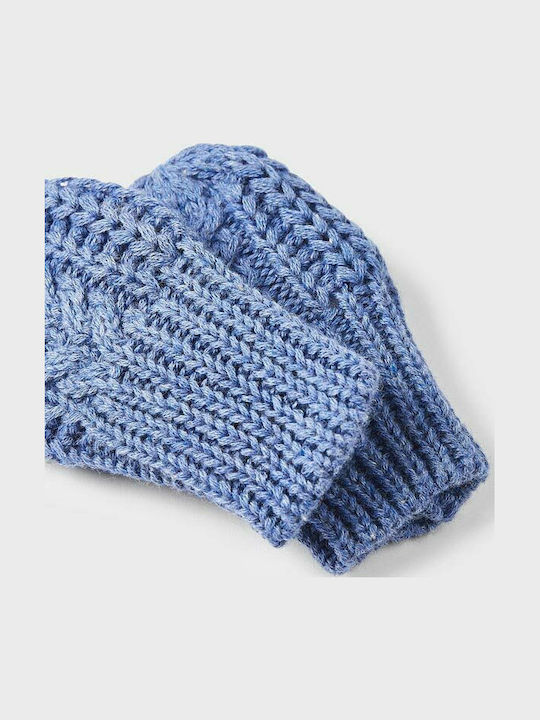 Kids Beanie Set with Gloves Knitted Blue