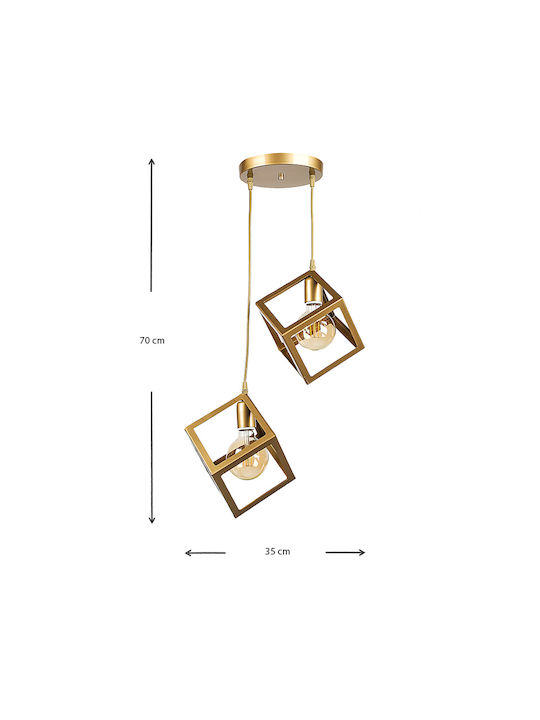 Megapap Thora Pendant Light Gold Grid with Socket E27 22x22x70cm