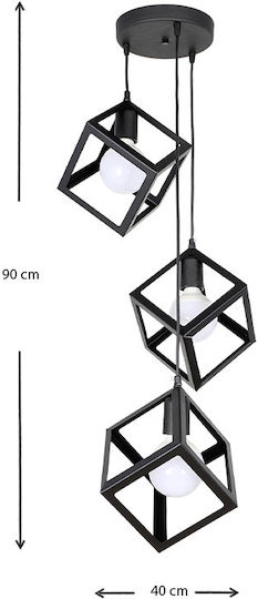 Megapap Thora Висящо Осветително Тяло Черен Мрежа с Цокъл E27 22x22x70см.