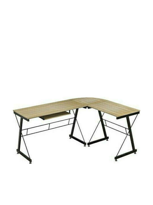 Birou Colțar De Calculatoare Sonama Din Lemn Sonoma Negru Cu Picioare Metalice 158x120x74cm