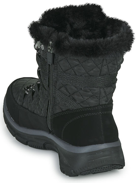 Women's Ankle Boots with Platform & Fur Black