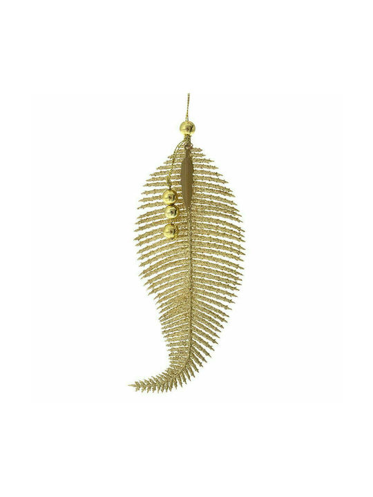 Iliadis Christmas Plastic Leaf Ornament Gold 19x7cm